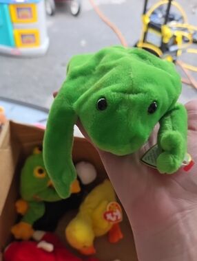 Green Plush Frog Beanie Baby Style Plush